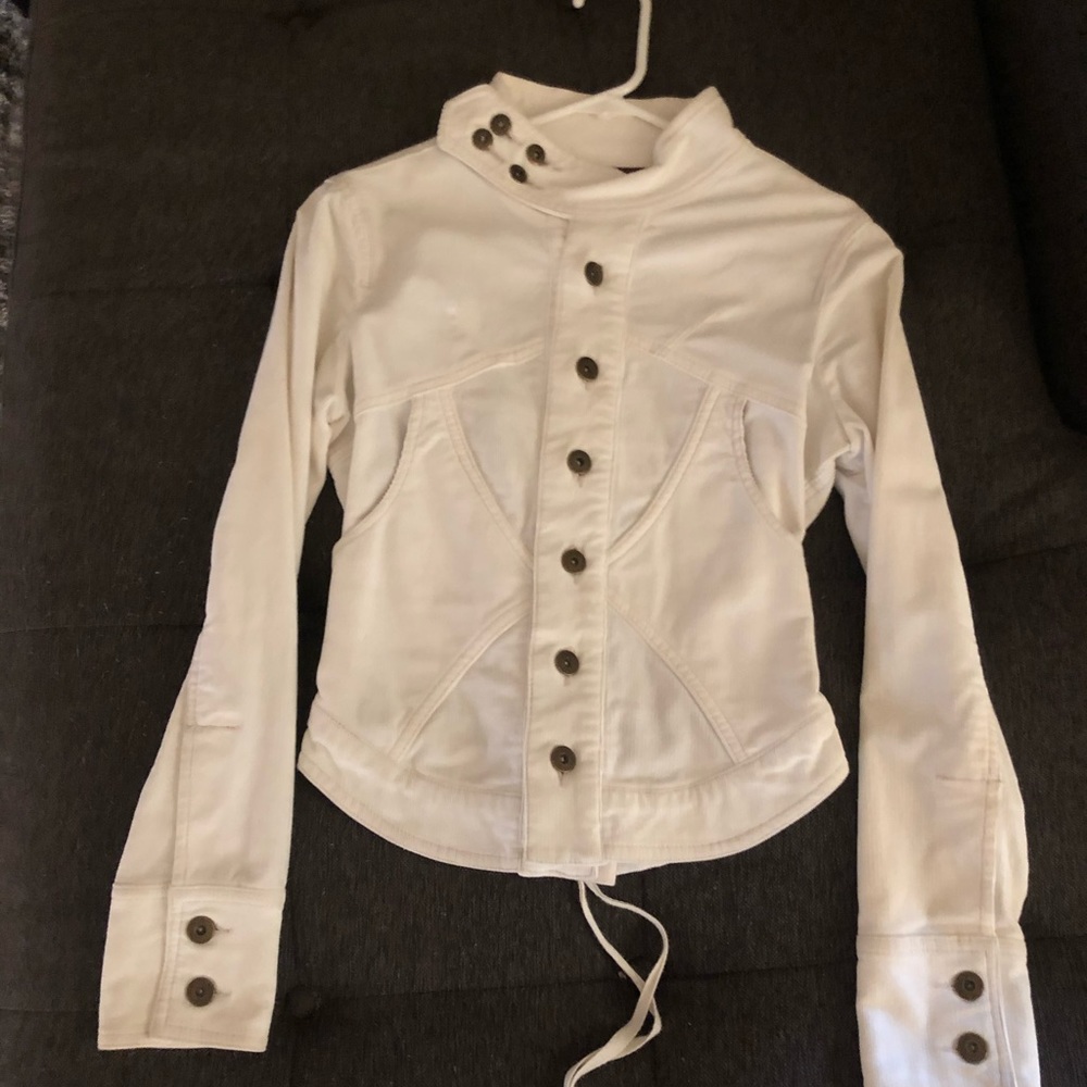 Salt and Pepper White Fitted Courdroy  Jacket